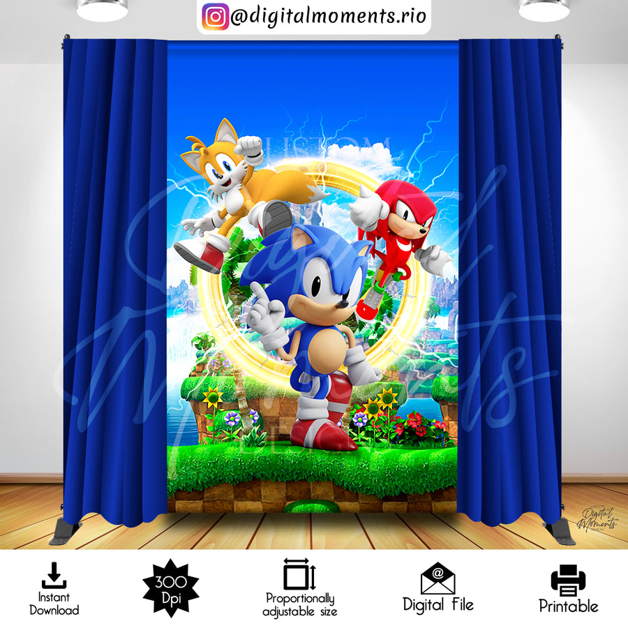 Sonic 5x8 Digital Backdrop Design, Instant Download | Custom Digital Download for Kids Party or Event
