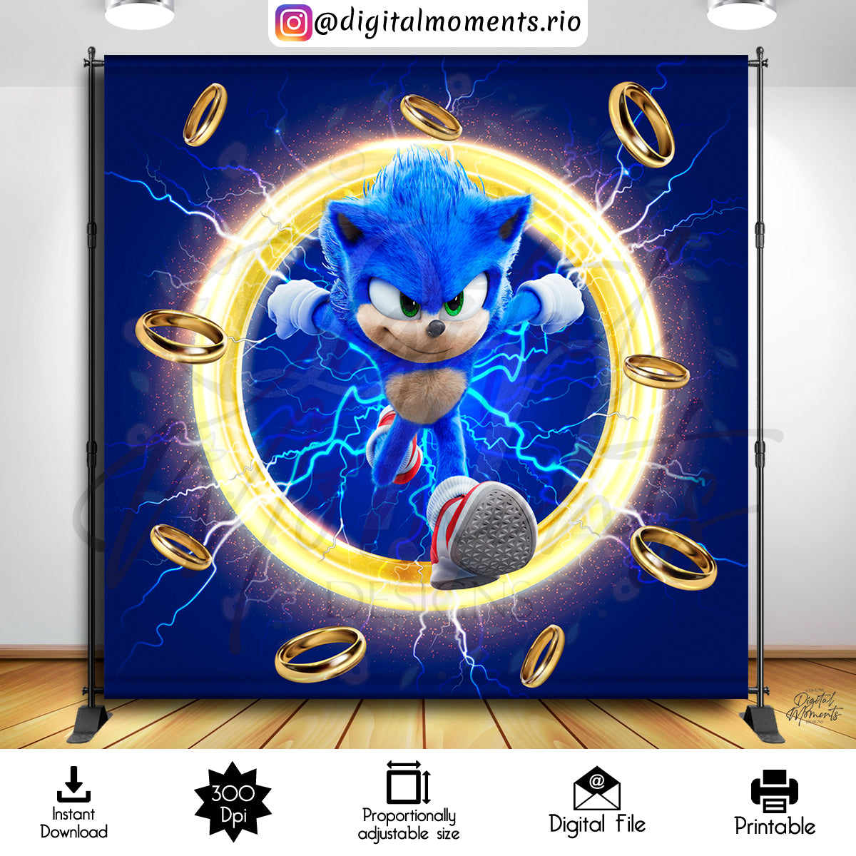 Diseño de fondo digital Sonic 8x8, descarga instantánea