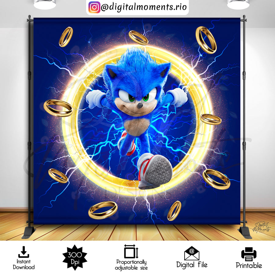 Sonic 8x8 Digital Backdrop Design, Instant Download | Custom Digital Download for Kids Party or Event
