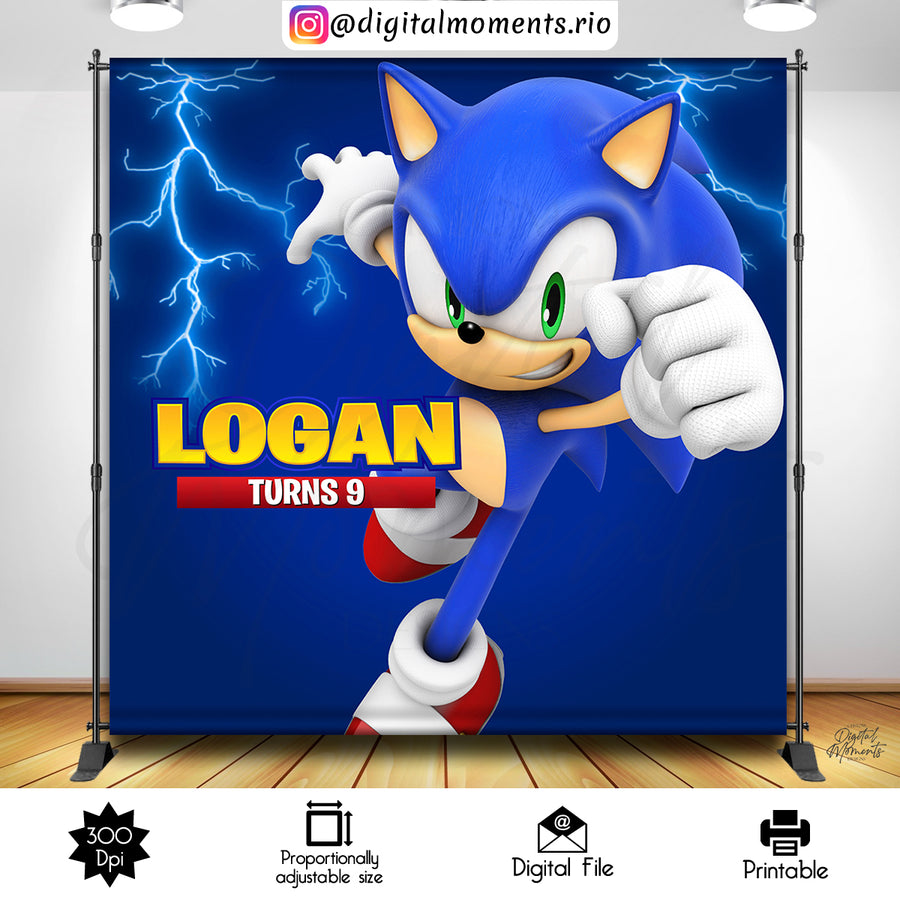 Sonic 8x8 Custom Backdrop, Digital file only | Custom Digital Download for Kids Party or Event