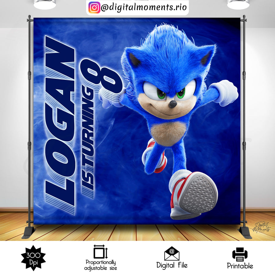 Sonic 8x8 Custom Backdrop, Digital file only | Custom Digital Download for Kids Party or Event