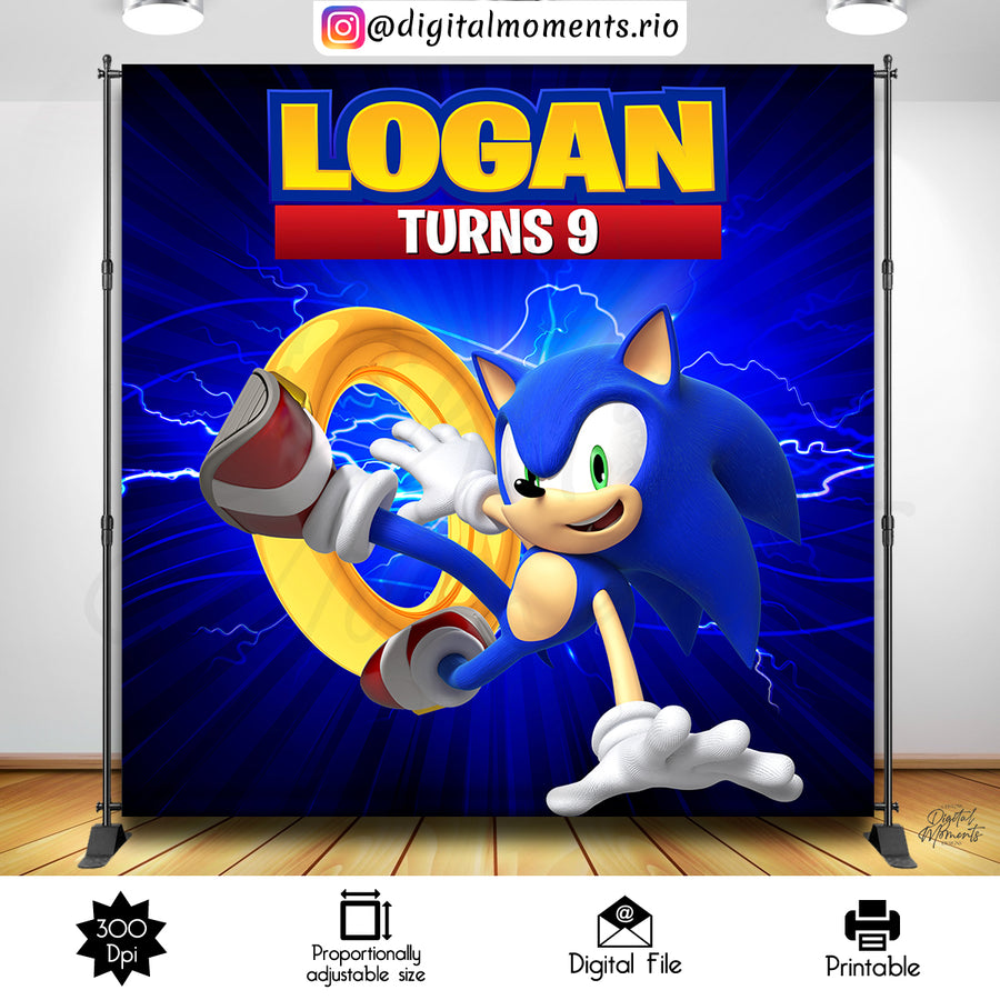Sonic 8x8 Custom Backdrop, Digital file only | Custom Digital Download for Kids Party or Event
