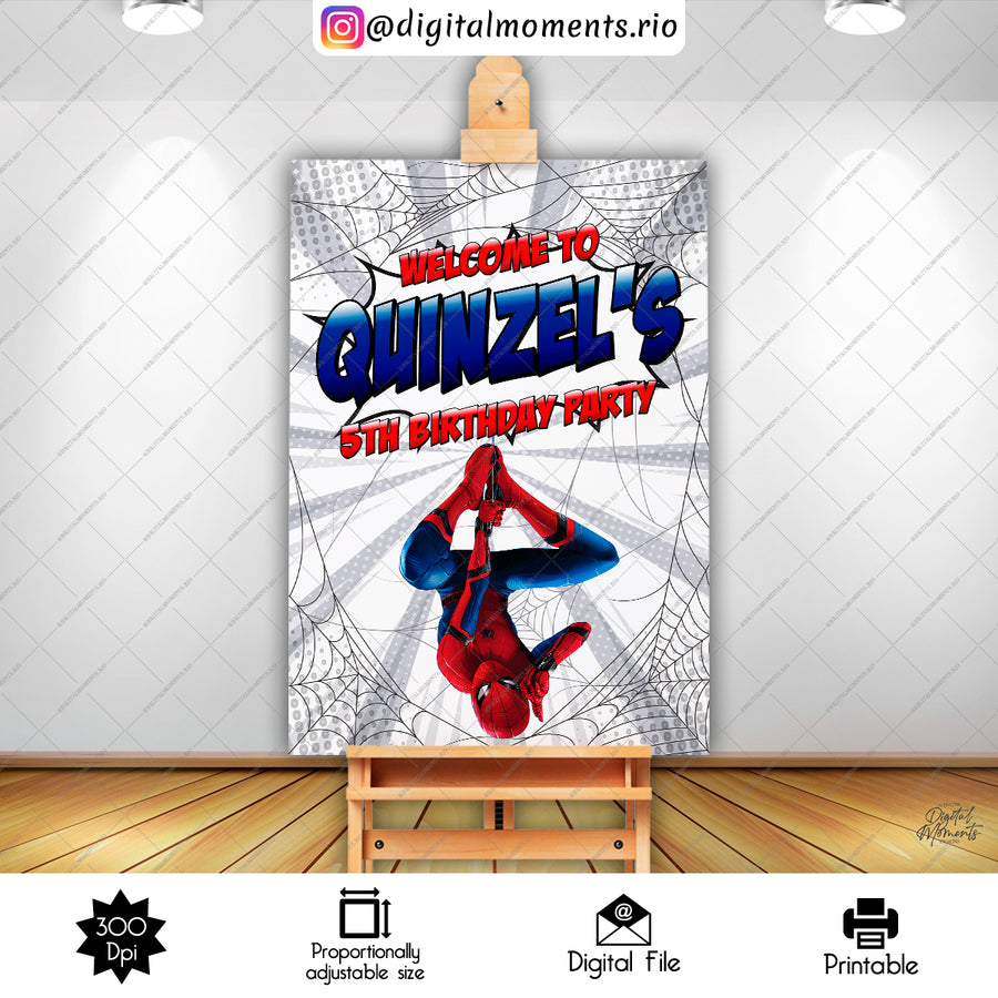 Spider-Man 24x36 Welcome Sign Custom Design, Digital file only | Custom Digital Download for Kids Party or Event