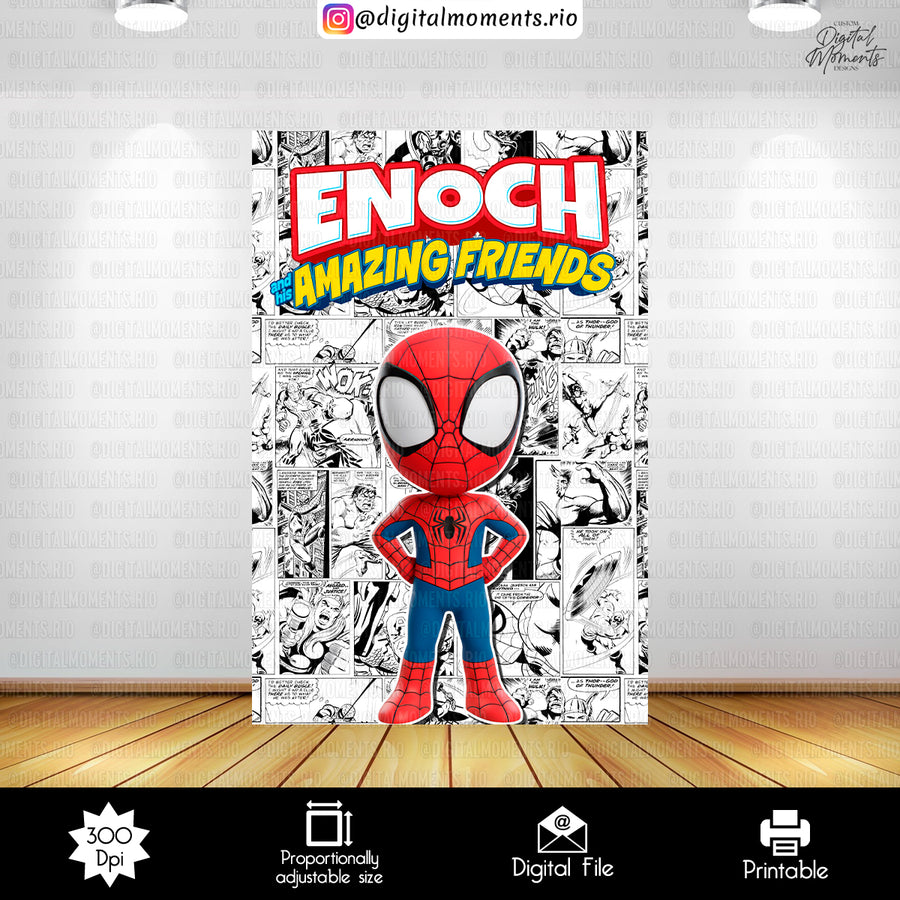 Spidey and his Amazing Friends 4x6 Panel Custom Design, Digital file only | Custom Digital Download for Kids Party or Event