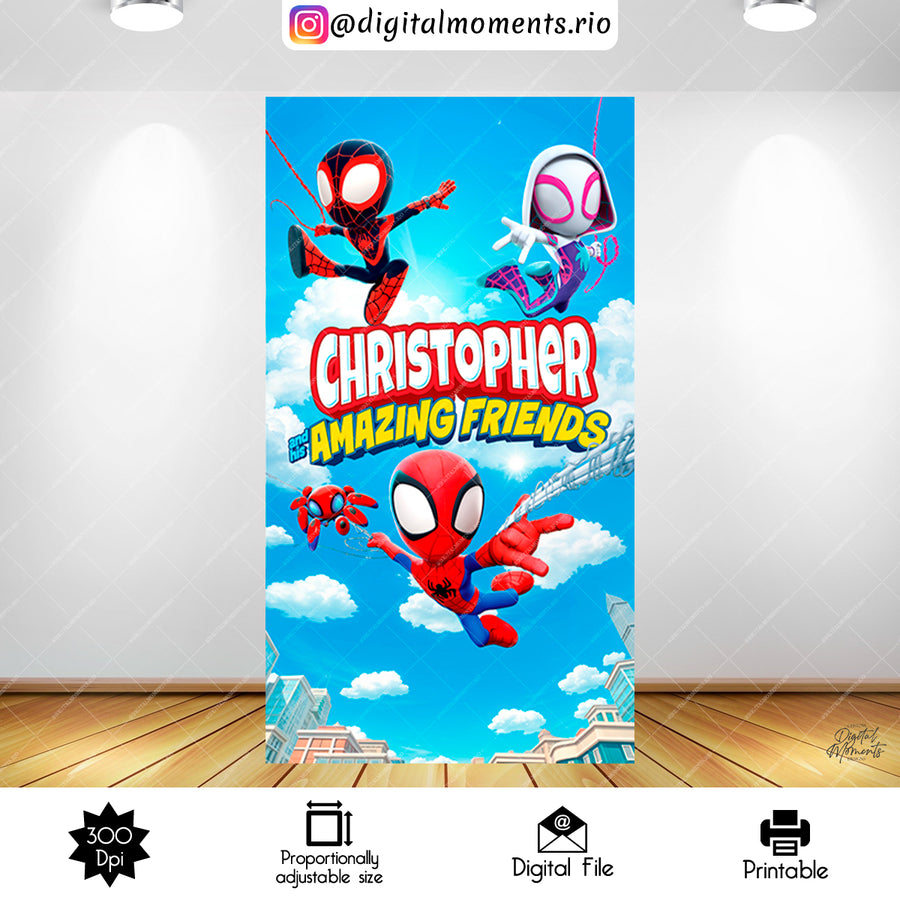 Spidey and his Amazing Friends 4x7 Panel Custom Design, Digital file only | Custom Digital Download for Kids Party or Event