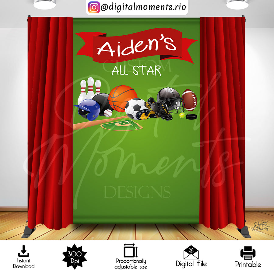 Little AllStar 4x7 Custom Backdrop Design, Digital file only | Custom Digital Download for Kids Party or Event