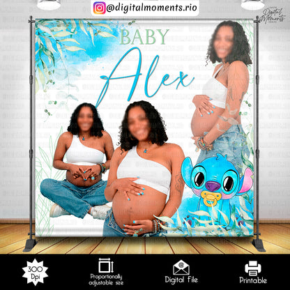 Stitch Baby Shower 8x8 Custom Backdrop, Digital file only | Digital Download for Events (Copy)