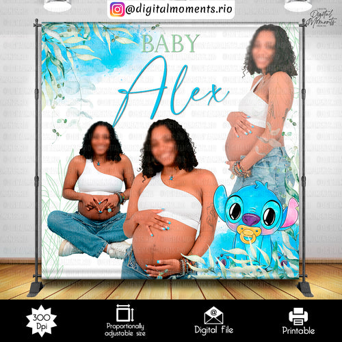 Stitch Baby Shower 8x8 Custom Backdrop, Digital file only | Digital Download for Events