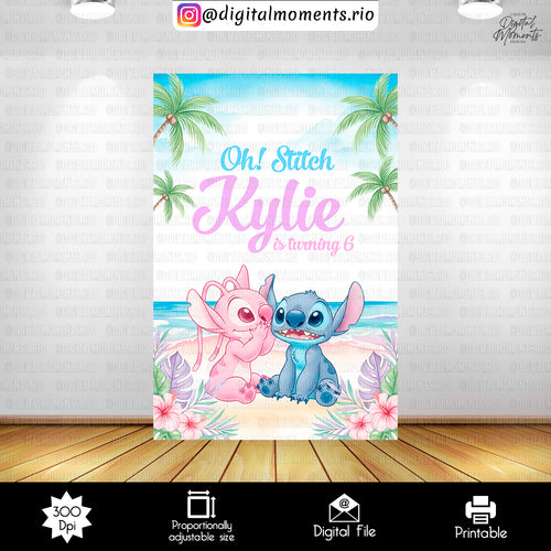 Stitch and Angel 4x6 Custom Backdrop, Digital file only | Digital Download for Events