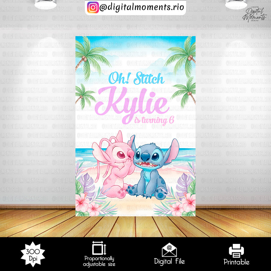 Stitch and Angel 4x6 Custom Backdrop, Digital file only | Custom Digital Download for Retirement Event