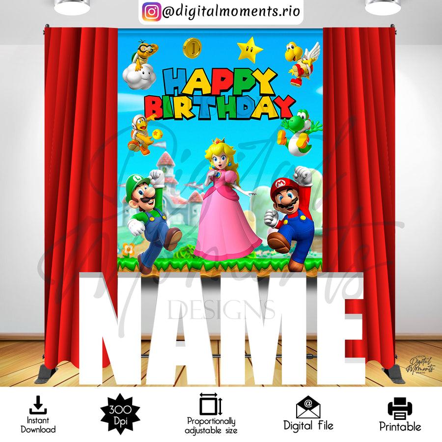 Copy of Super Mario Bros 5x6 Digital Backdrop Design, Instant Download | Custom Digital Download for Kids Party or Event