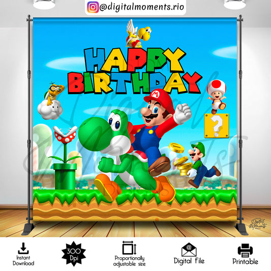 Diseño de fondo digital Super Mario Bros 8x8, descarga instantánea