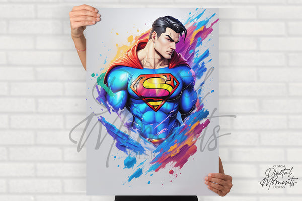 Superman Poster, Splash Art, Wall Art - INSTANT DOWNLOAD | Digital Download for Events - Instant Digital Download. art, arts, celebration, d…