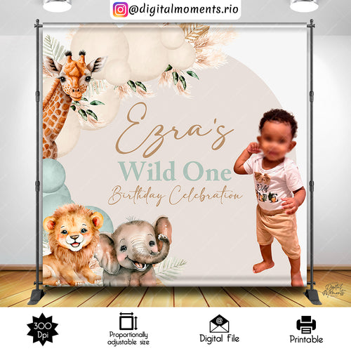 Safari Boho Christerning Ezra 8x8, events, custom, safari, baby, 8x8, backdrop, design