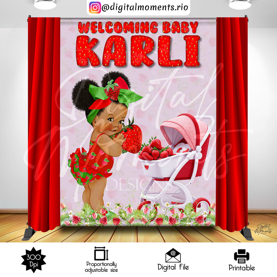 Strawberry Baby 6x8 Custom Backdrop, Digital file only | Custom Digital Download for Kids Party or Event