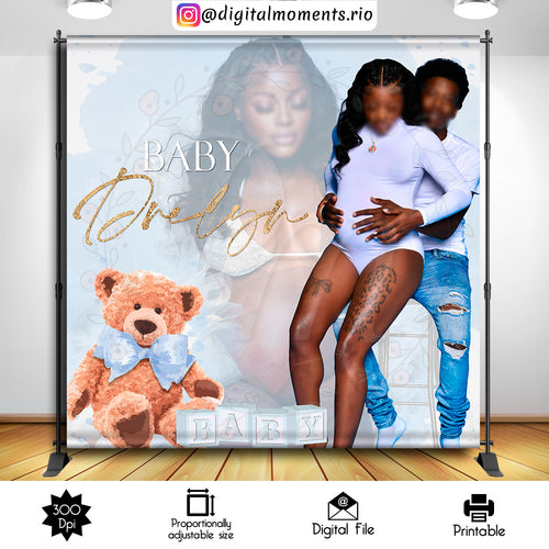 Teddy Bear 8x8 Custom Backdrop with 2 pictures, Digital file only