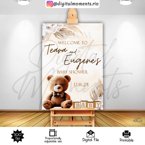 Teddy Bear 24x36 Welcome Sign Custom Design, Digital file only | Digital Download for Events