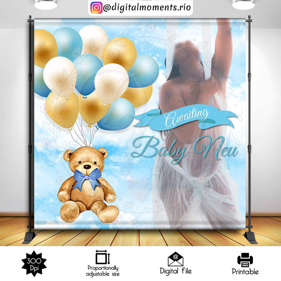Teddy Bear 8x8 Custom Backdrop with 1 picture, Digital file only | Custom Digital Download for Kids Party or Event