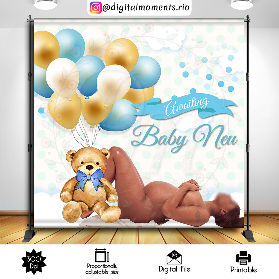 Teddy Bear 8x8 Custom Backdrop with 1 picture, Digital file only | Custom Digital Download for Kids Party or Event