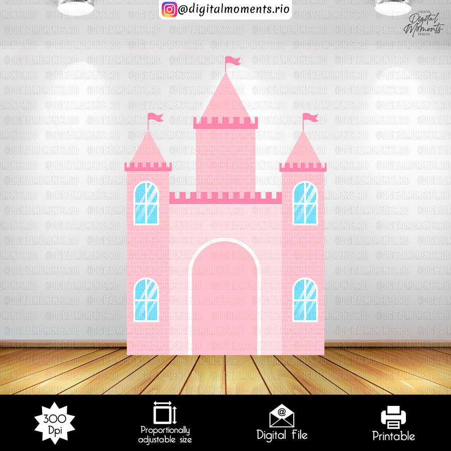 Pink Princess Castle 4x6 Panel Custom Design, Digital file only | Custom Digital Download for Kids Party or Event