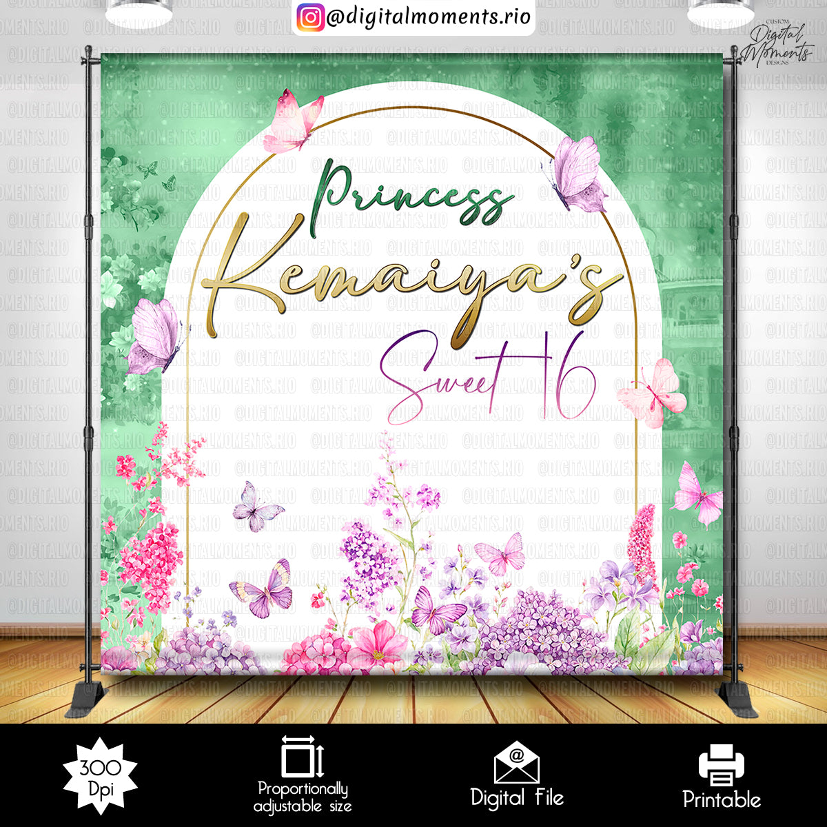 Princess Tiana 8x8 Birthday Custom Backdrop, Custom Digital File | Digital Download for Events