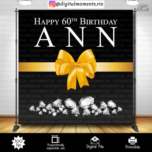 Tiffany Co. Diamonds 8x8 Anne, diamonds, events, custom, birthday, 8x8, backdrop