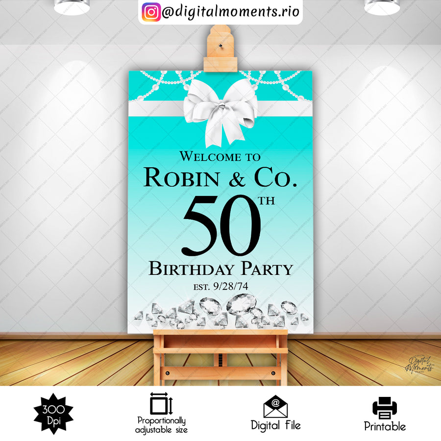 TIFFANY & Co. 24x36 Welcome Sign Custom Design, Digital file only | Custom Digital Download for Kids Party or Event