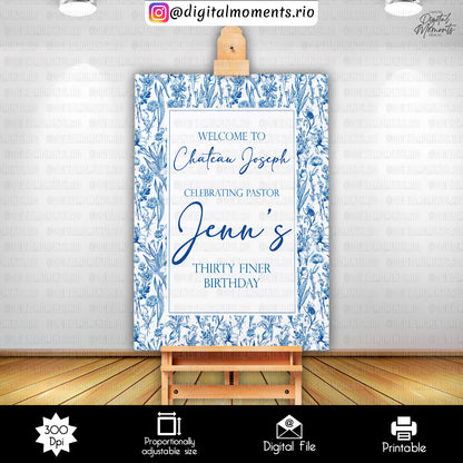 Toile De Jouy 18x24, events, welcome, custom, toile, floral, 24x36, sign, jouy, design