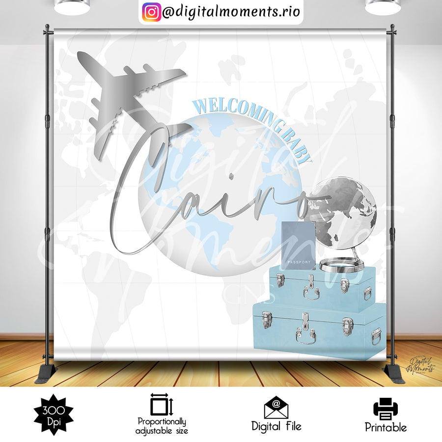 Travel 8x8 Custom Backdrop, Digital file only | Custom Digital Download for Kids Party or Event