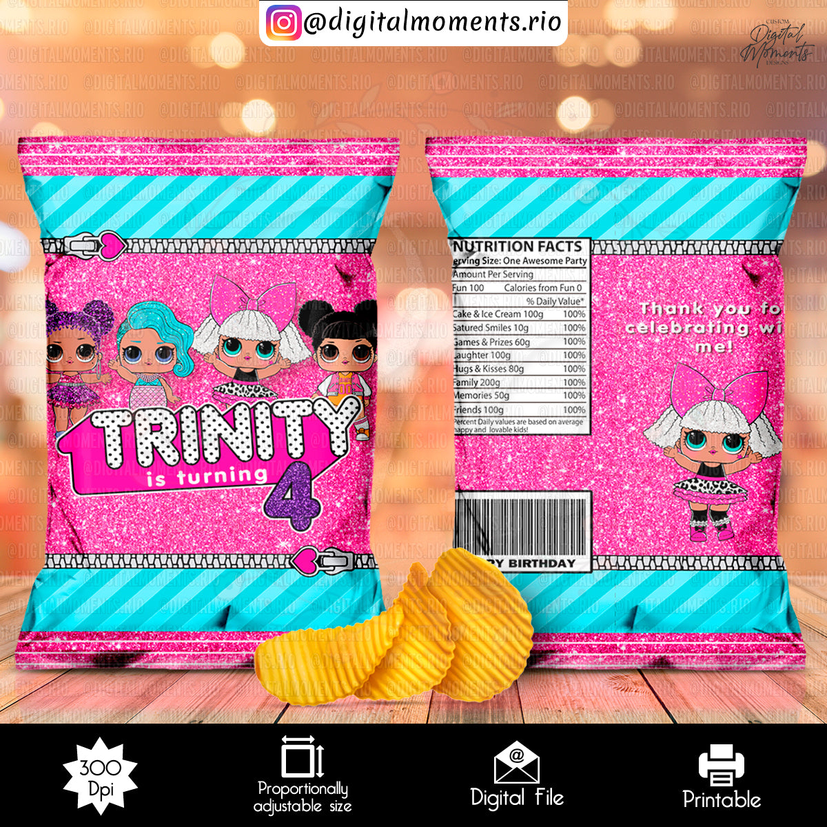LOL Surprise Custom Chip Bag Design - Digital File | Digital Download for Events