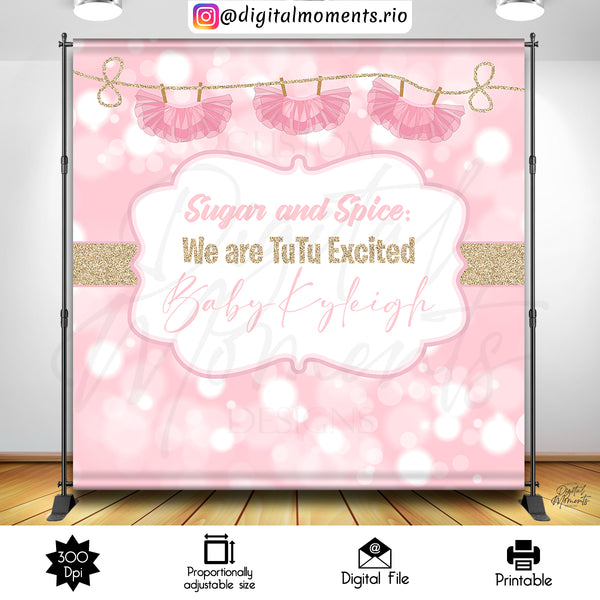 Tutu Baby Shower 8x8 Custom Backdrop Design, Custom Digital File | Digital Download for Events for Events. 8x8, arts, baby, backdrop, backdr…