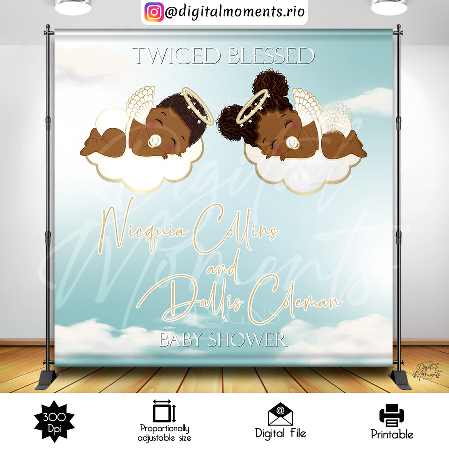 Twiced Blessed  8x8 Custom Backdrop Design, Digital file only | Custom Digital Download for Kids Party or Event