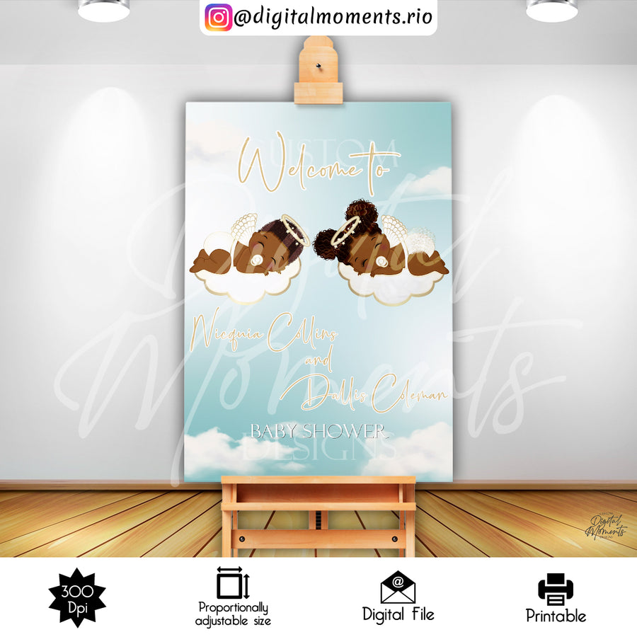Twice Blessed 24x36 Welcome Sign Custom Design, Digital file only | Custom Digital Download for Kids Party or Event