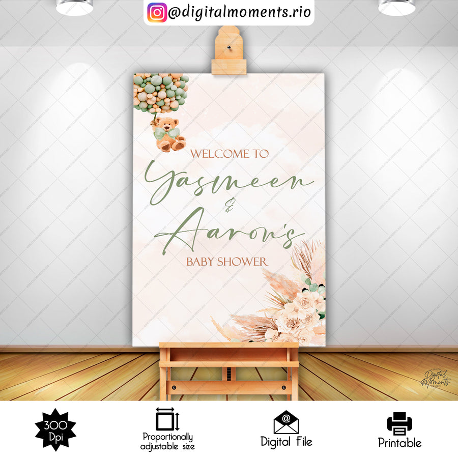 Teddy Bear 24x36 Welcome Sign Custom Design, Digital file only | Custom Digital Download for Kids Party or Event