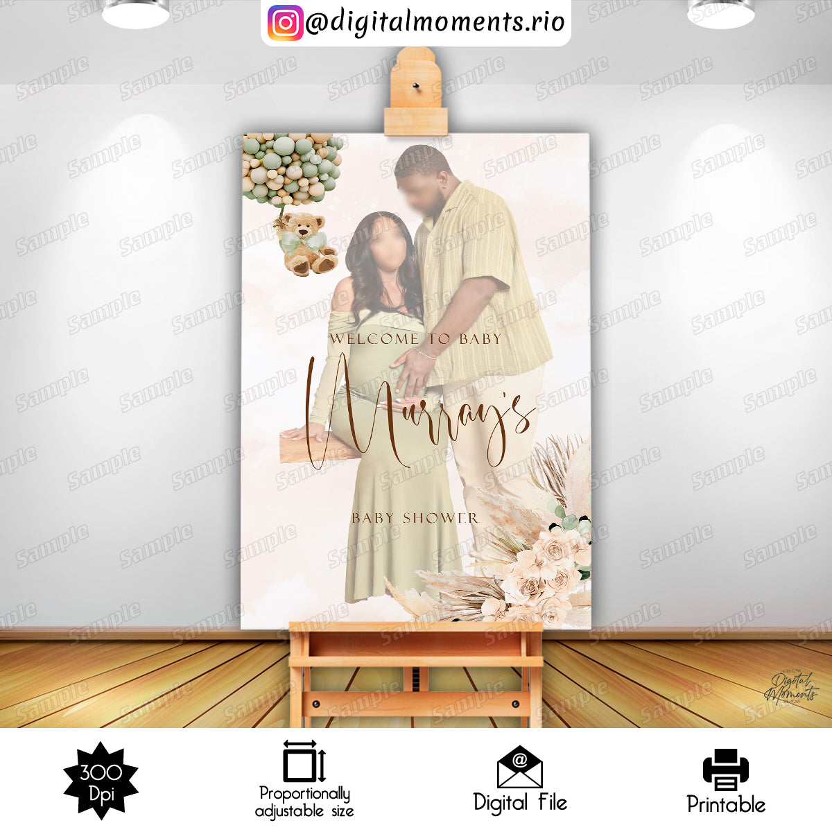 Teddy Bear 24x36 Welcome Sign Custom Design, Digital file only | Digital Download for Events