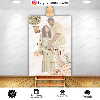 Teddy Bear 24x36 Welcome Sign Custom Design, Digital file only | Digital Download for Events