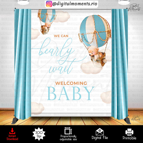 Teddy Bear Hot Air Balloon 6x8 Instant, events, shower, baby, design, bear, teddy, backdrop, 6x8, instant