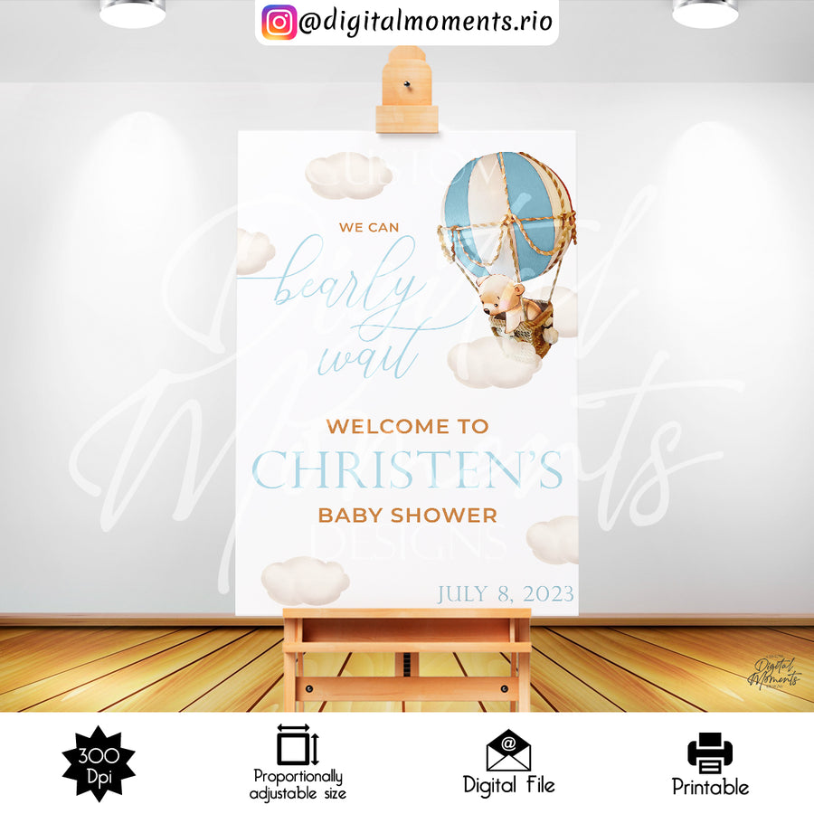 Teddy Bear 24x36 Welcome Sign Custom Design, Digital file only | Custom Digital Download for Kids Party or Event