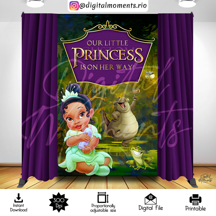The Princess and the Frog 5x8 Digital Backdrop Design, Instant Download | Custom Digital Download for Kids Party or Event
