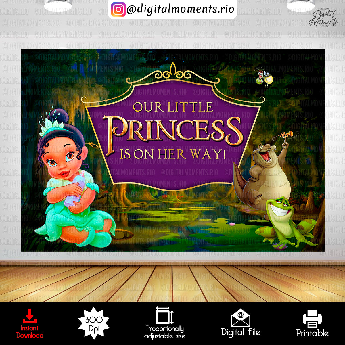 The Princess and the Frog 6x4 Baby Shower Digital Backdrop Design, Instant Download | Digital Download for Events
