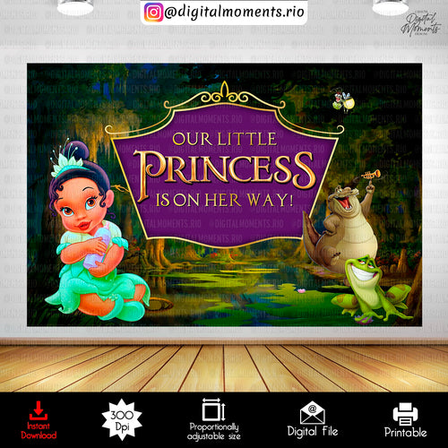 The Princess and the Frog 6x4 Baby Shower Digital Backdrop Design, Instant Download | Digital Download for Events