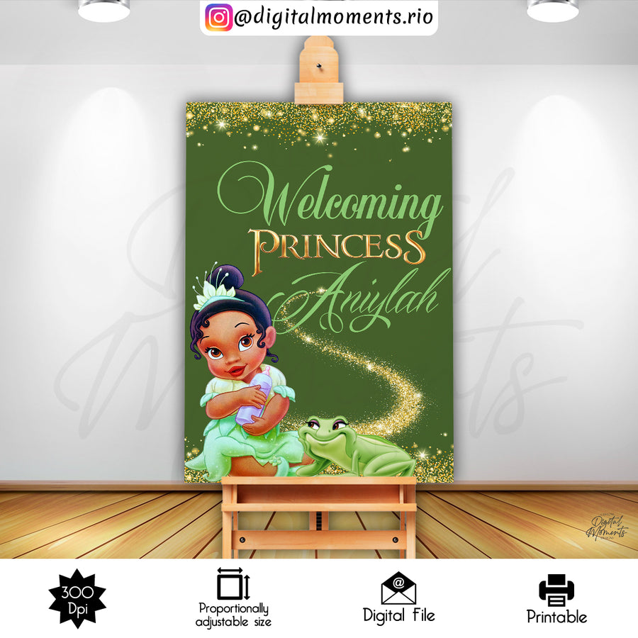 Princess Tiana 24x36 Welcome Sign Custom Design, Digital file only | Custom Digital Download for Kids Party or Event
