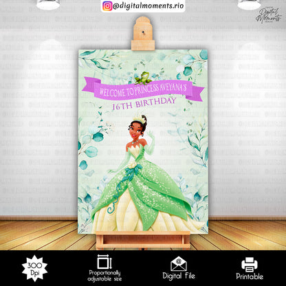 Princess Tiana 24x36 Welcome Sign Custom Design, Custom Digital File | Digital Download for Events for Events