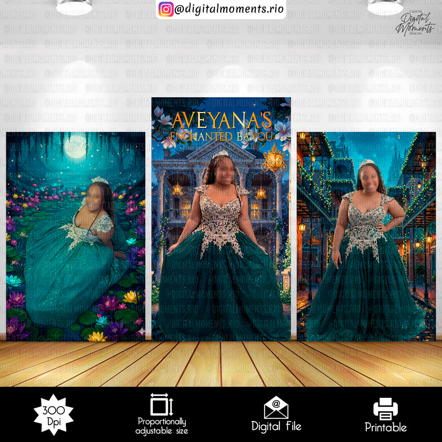 Princess Tiana 4x6 and 4x7 Sweet Sixteen Panel Custom Designs, Custom Digital Fil...