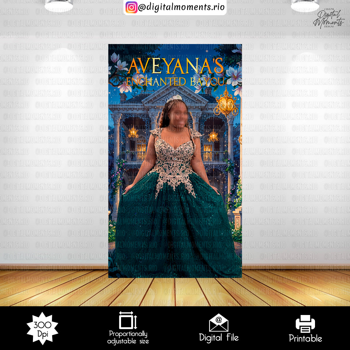 Princess Tiana 4x6 and 4x7 Sweet Sixteen Panels Custom Designs, Custom Digital File | Digital Download for Events
