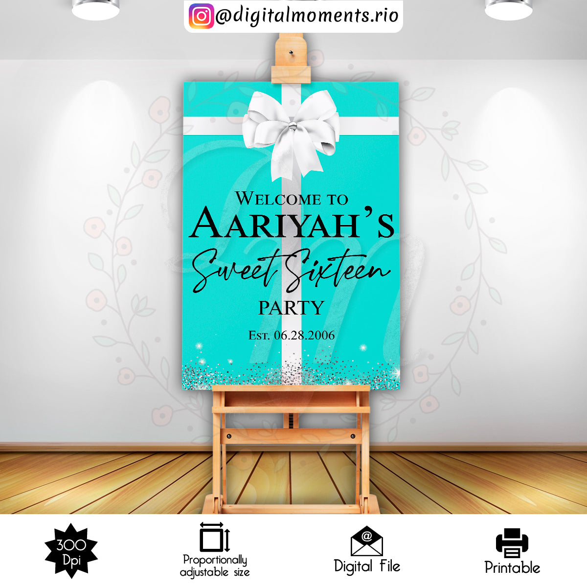 Tiffany _ Co. Aariyah 24x36, events, welcome, custom, tiffany, 24x36, sign, co., design