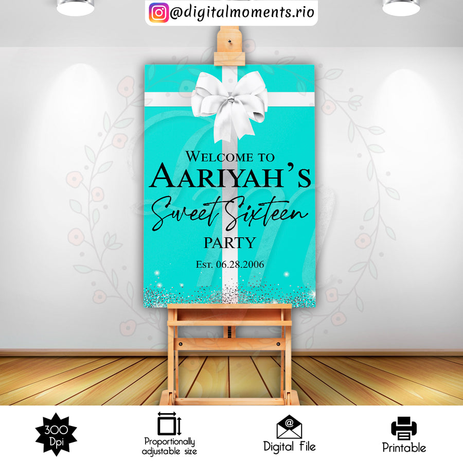 TIFFANY & Co. 24x36 Welcome Sign Custom Design, Digital file only | Custom Digital Download for Kids Party or Event