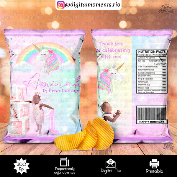 Unicorn Custom Chip Bag Design - Digital File | Digital Download for Events for Events. arts, bag, celebration, chip, custom, design, digita…
