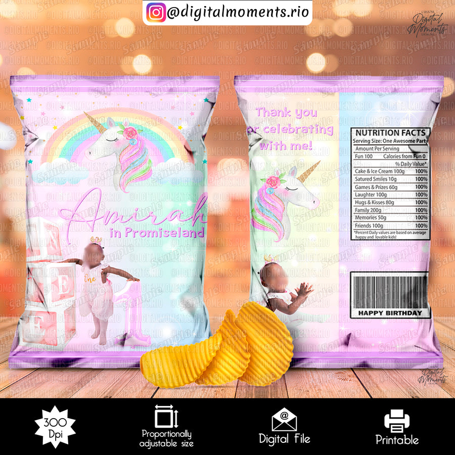 Unicorn Custom Chip Bag Design - Digital File | Digital D...