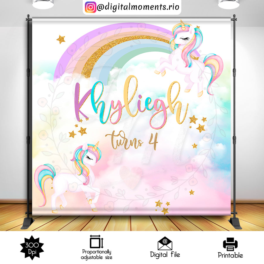 Unicorn 8x8 Custom Backdrop Design, Digital file only | Custom Digital Download for Kids Party or Event